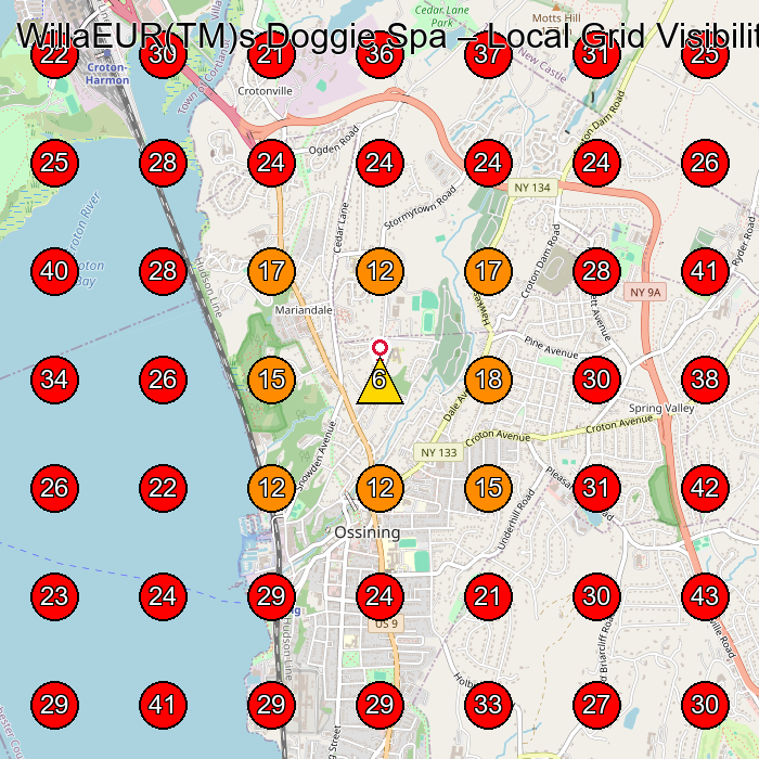 WillaEUR(TM)s Doggie Spa GeoGrid visibility map for Pet Groomer in Ossining